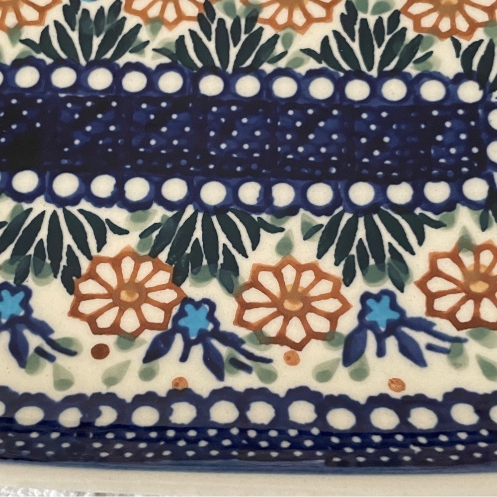 Polish Pottery Oval Serving Dish Flowers & Leaves - Picture 4 of 11